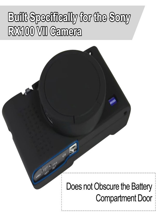 إيزي هود جراب كاميرا سهل الاستخدام لكاميرا سوني RX100 VII، غطاء حماية من السيليكون الناعم، غطاء عدسة قابل للإزالة لكاميرا سوني الرقمية DSC-RX100 VII DSC-RX100M7 (أسود) - Image 2